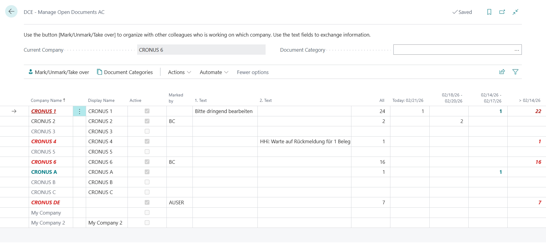 Page 'DCE - Manage Open Documents AC'