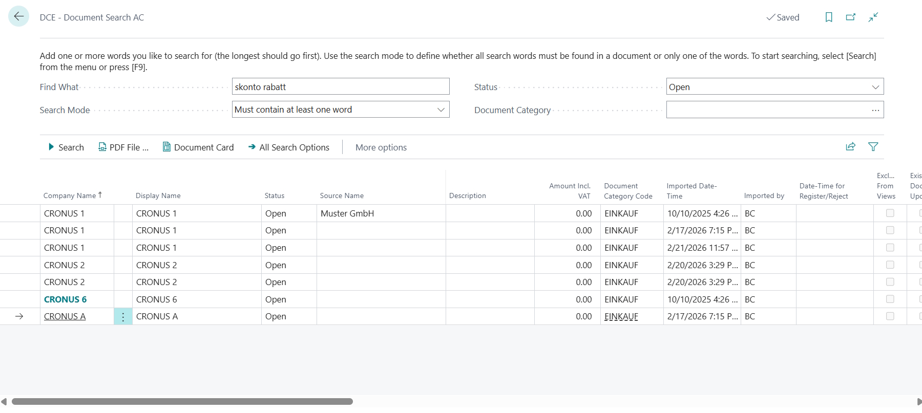 Page 'DCE - Document Search AC'