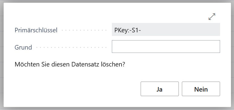 Abbildung TET - Rückfrage beim Löschen
