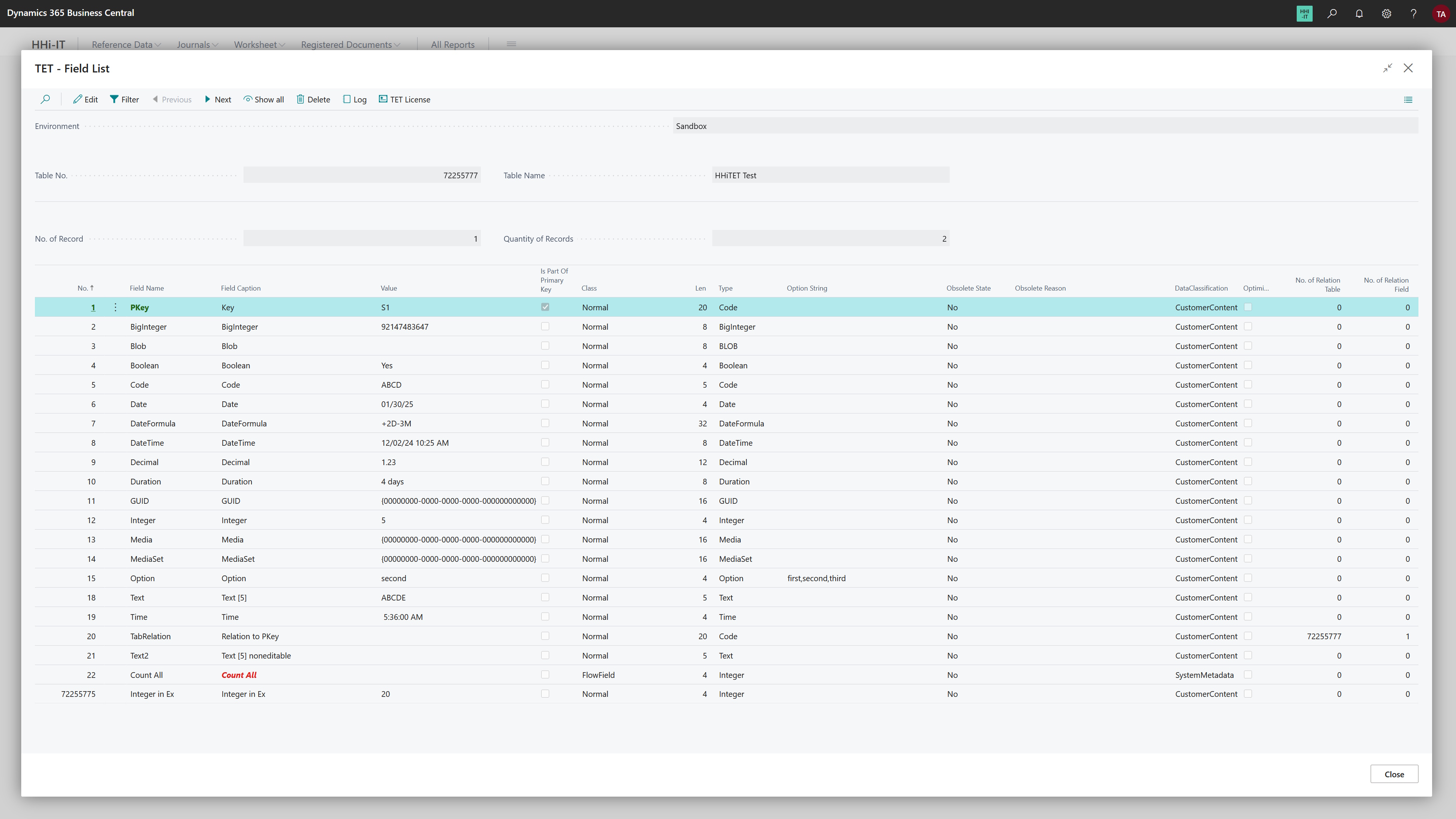 Picture TET - Feld List